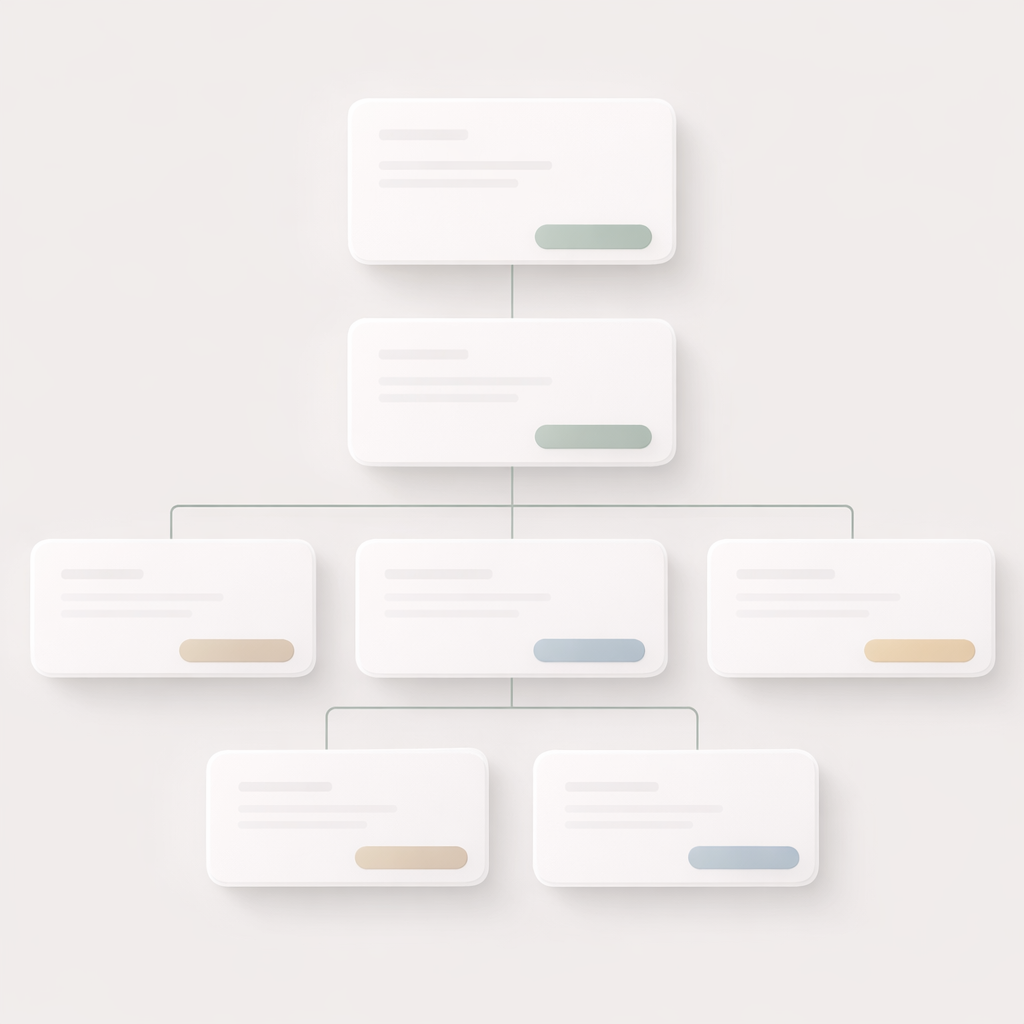 Healthcare organisation chart illustrating how healthcare company structure extends beyond generic firmographics.